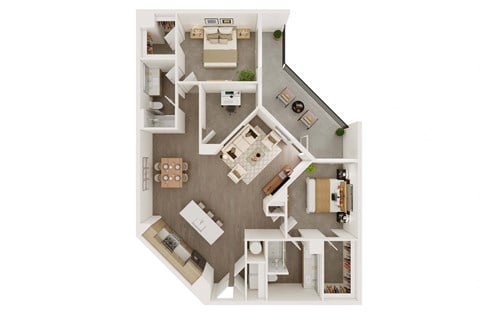 Floor plan for 2 beds, 2 baths, 1326 sqft